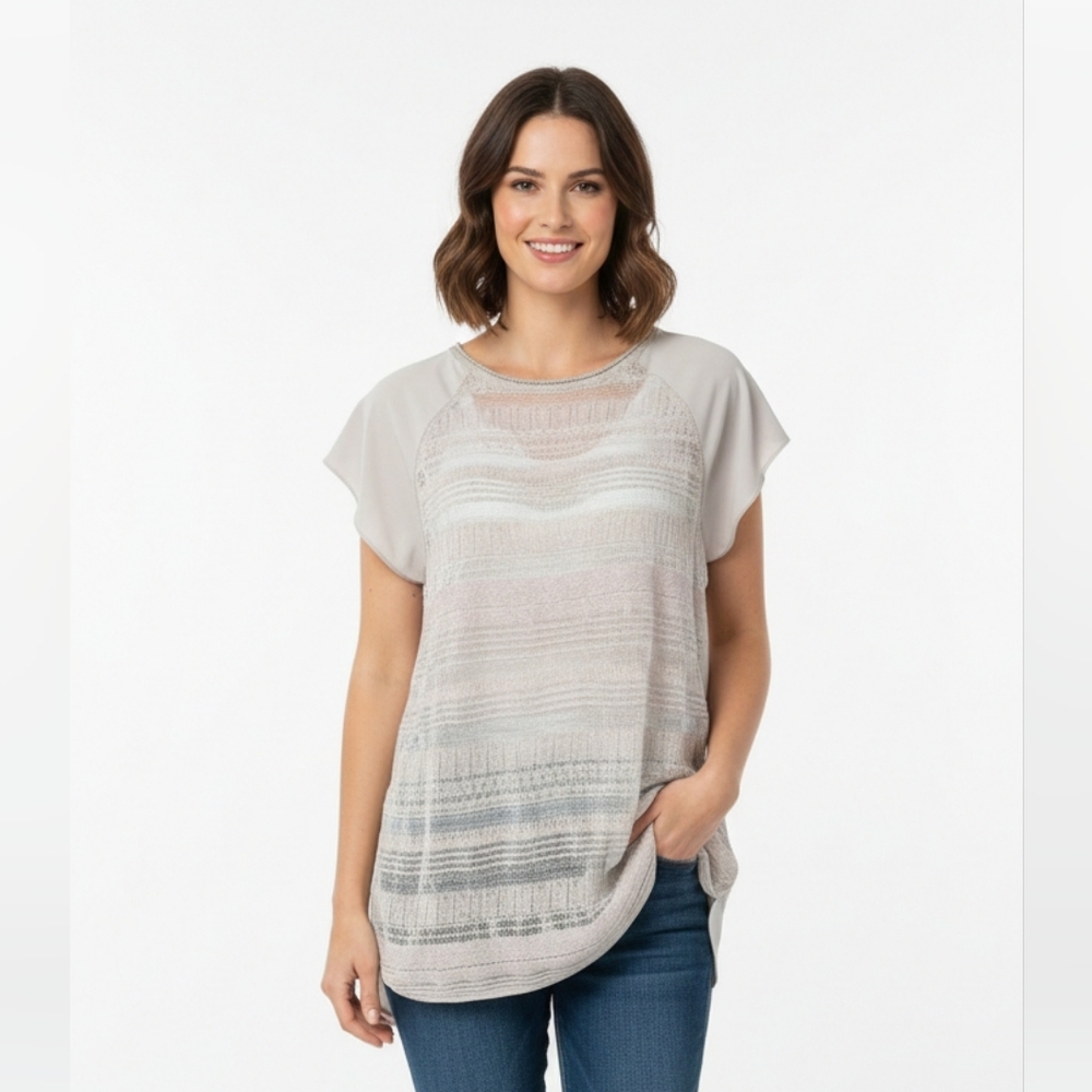 Simply Vera Vera Wang Tee Gray Sheer Mesh Whimsigoth Fairy Twee M